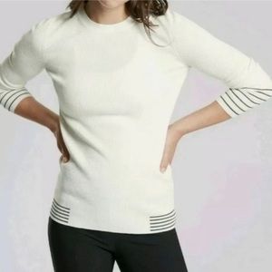 Athleta Black Table Rock Wool-Blend Ribbed Sweater